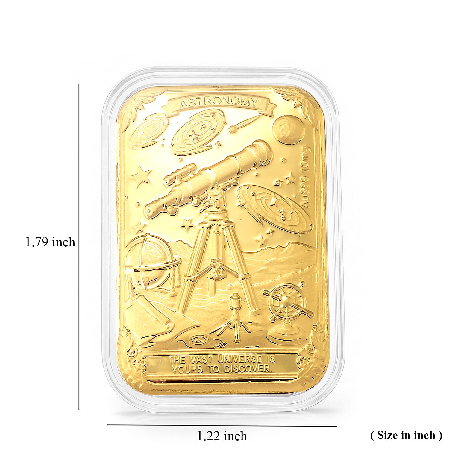 24K Yellow Gold Astronomy The Vast Universe is Yours to Discover Embossed Sheet (31x45.5mm) 10mg