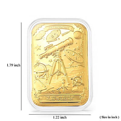 24K Yellow Gold Astronomy The Vast Universe is Yours to Discover Embossed Sheet (31x45.5mm) 10mg (Custom Light Display Box Free with Purchase)