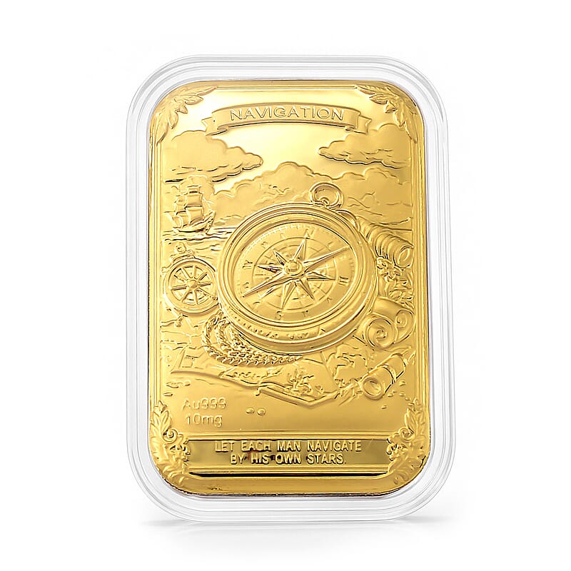 24K Gold Guiding Compass - Navigate Destiny Embossed Sheet (31x45.5mm) 10mg
