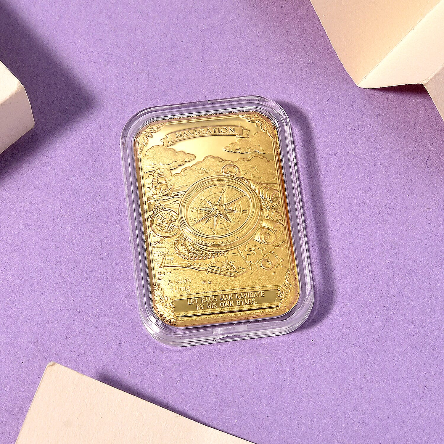 24K Gold Guiding Compass - Navigate Destiny Embossed Sheet (31x45.5mm) 10mg