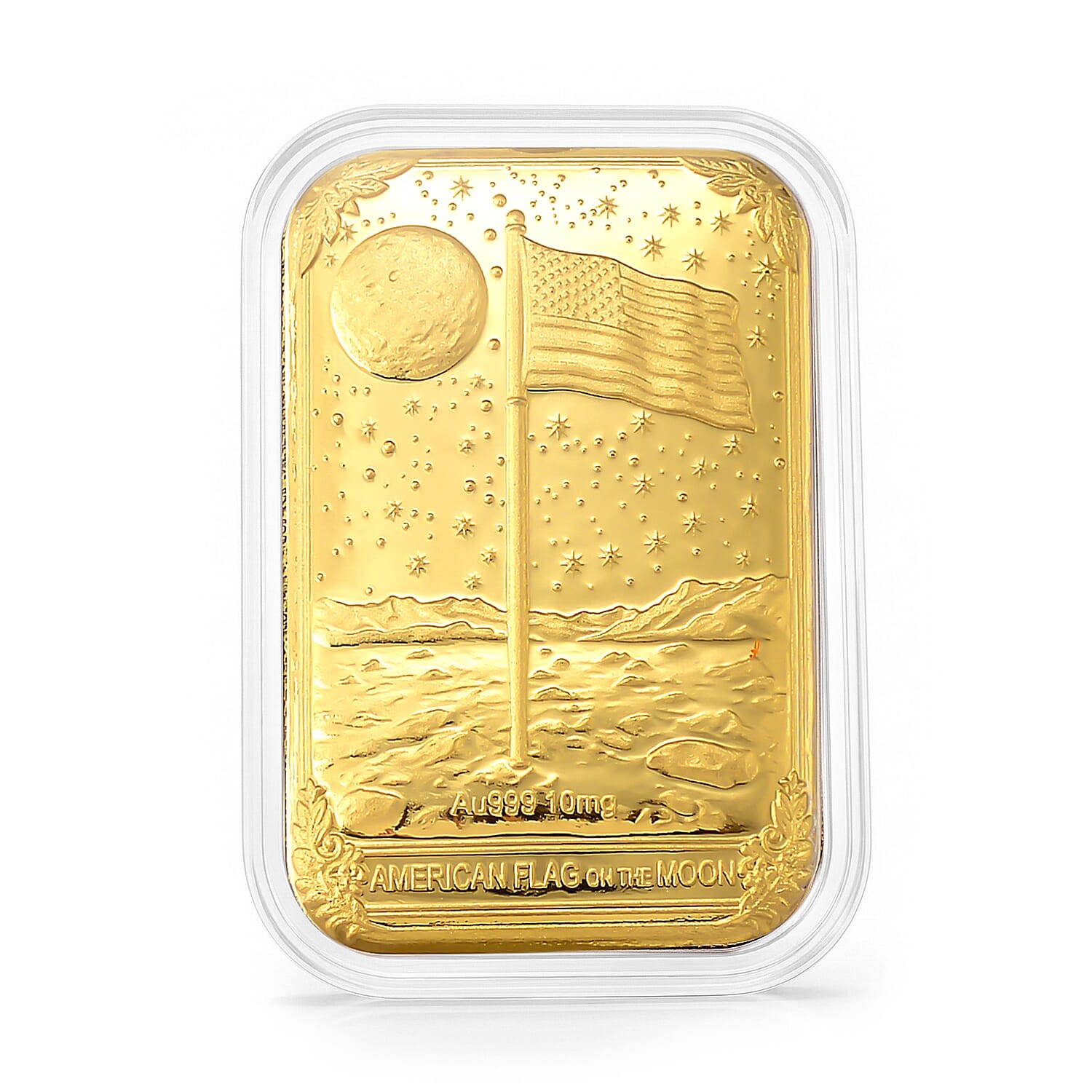 24k Gold Stars & Stripes on the Moon - A Legacy of Glory Embossed Sheet (31x45.5mm) 10mg