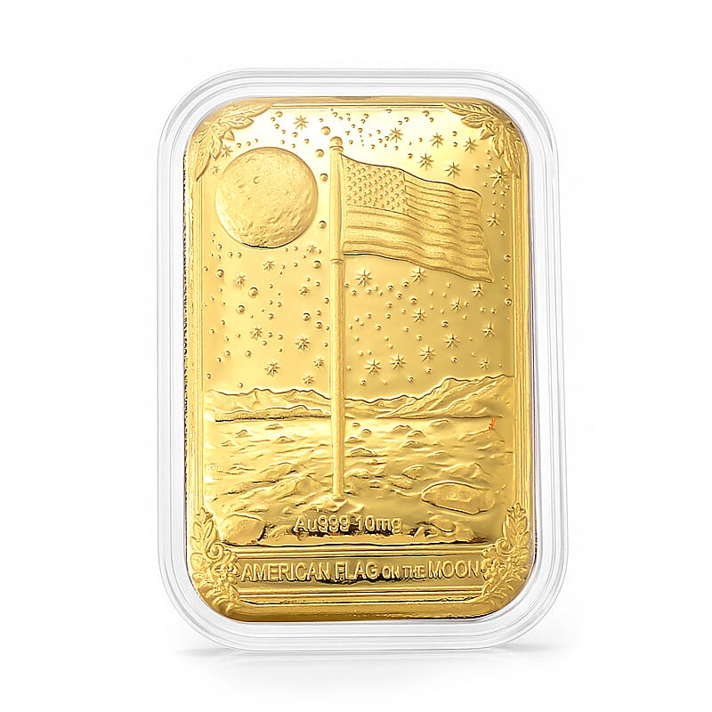 24k Gold Stars & Stripes on the Moon - A Legacy of Glory Embossed Sheet (31x45.5mm) 10mg