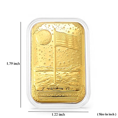 24k Gold Stars & Stripes on the Moon - A Legacy of Glory Embossed Sheet (31x45.5mm) 10mg
