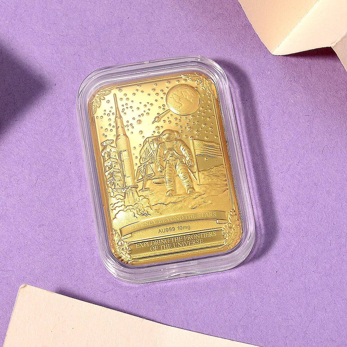 24K Yellow Gold Journey Beyond The Stars Embossed Sheet (31x45.5mm) 10mg image number 1