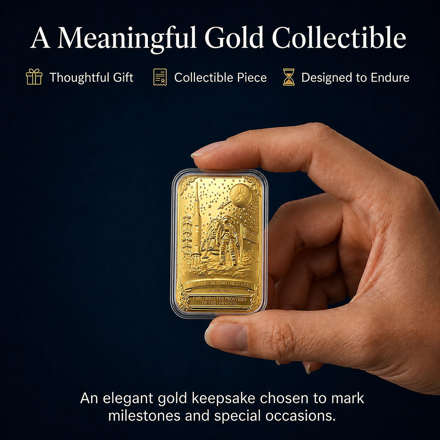 24K Yellow Gold Journey Beyond The Stars Embossed Sheet (31x45.5mm) 10mg