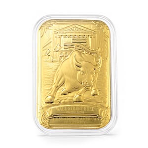 24K Yellow Gold Wall Street Bull Embossed Sheet (31x45.5mm) 10mg