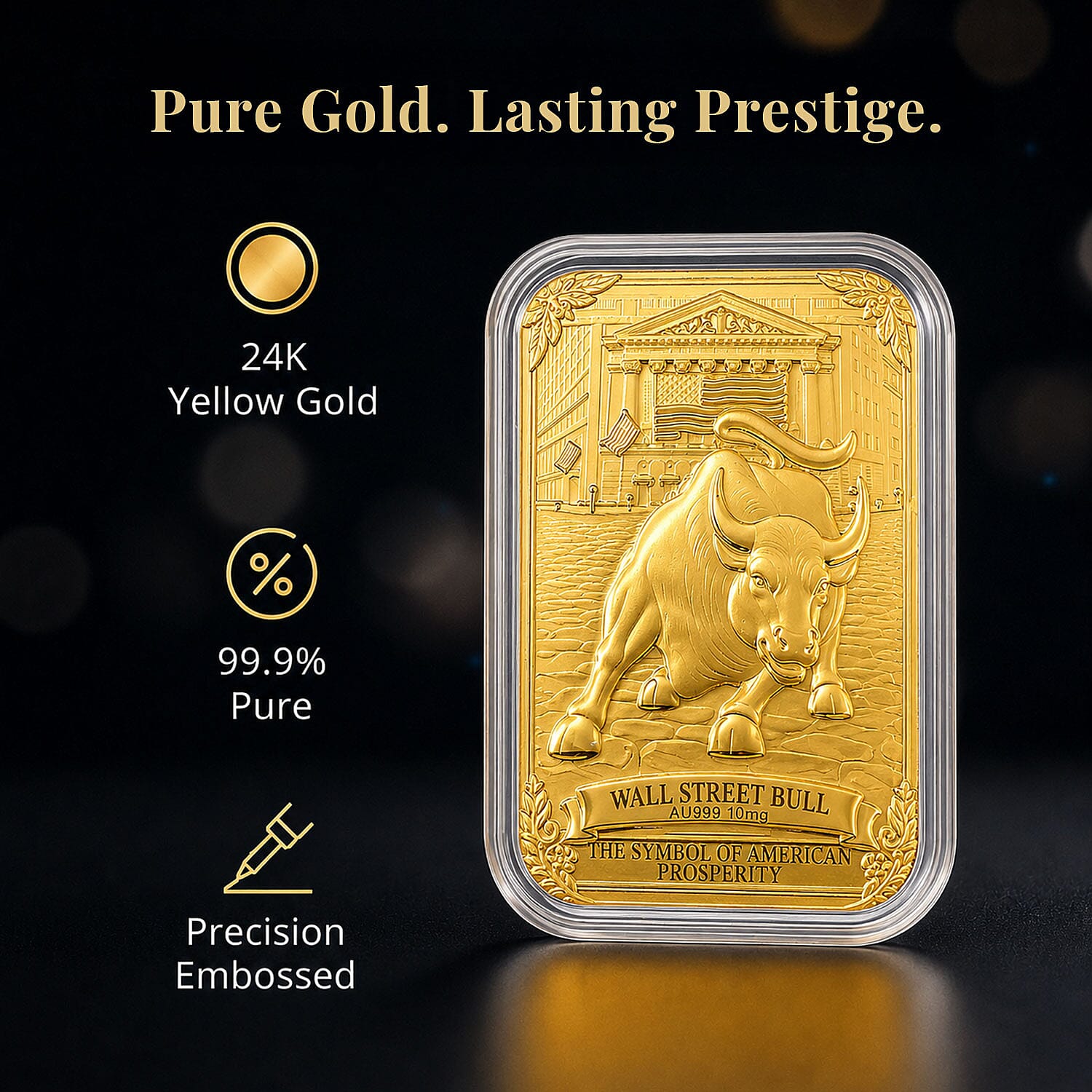 Wall Street Bull 24k Gold Embossed Sheet 10mg