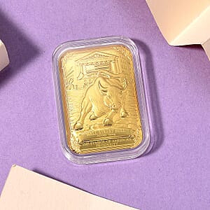 24K Yellow Gold Wall Street Bull Embossed Sheet (31x45.5mm) 10mg
