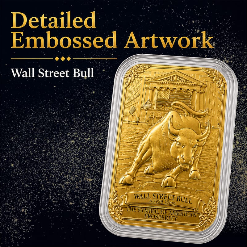 Wall Street Bull 24k Gold Embossed Sheet 10mg