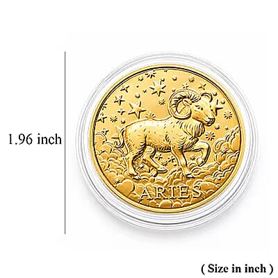 24K Gold Celestial Zodiac Collection - Aries Embossed Double View Coin Sheet 10mg (50mm)
