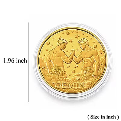 24K Gold Celestial Zodiac Collection - Gemini Embossed Double View Coin Sheet 10mg (50mm)