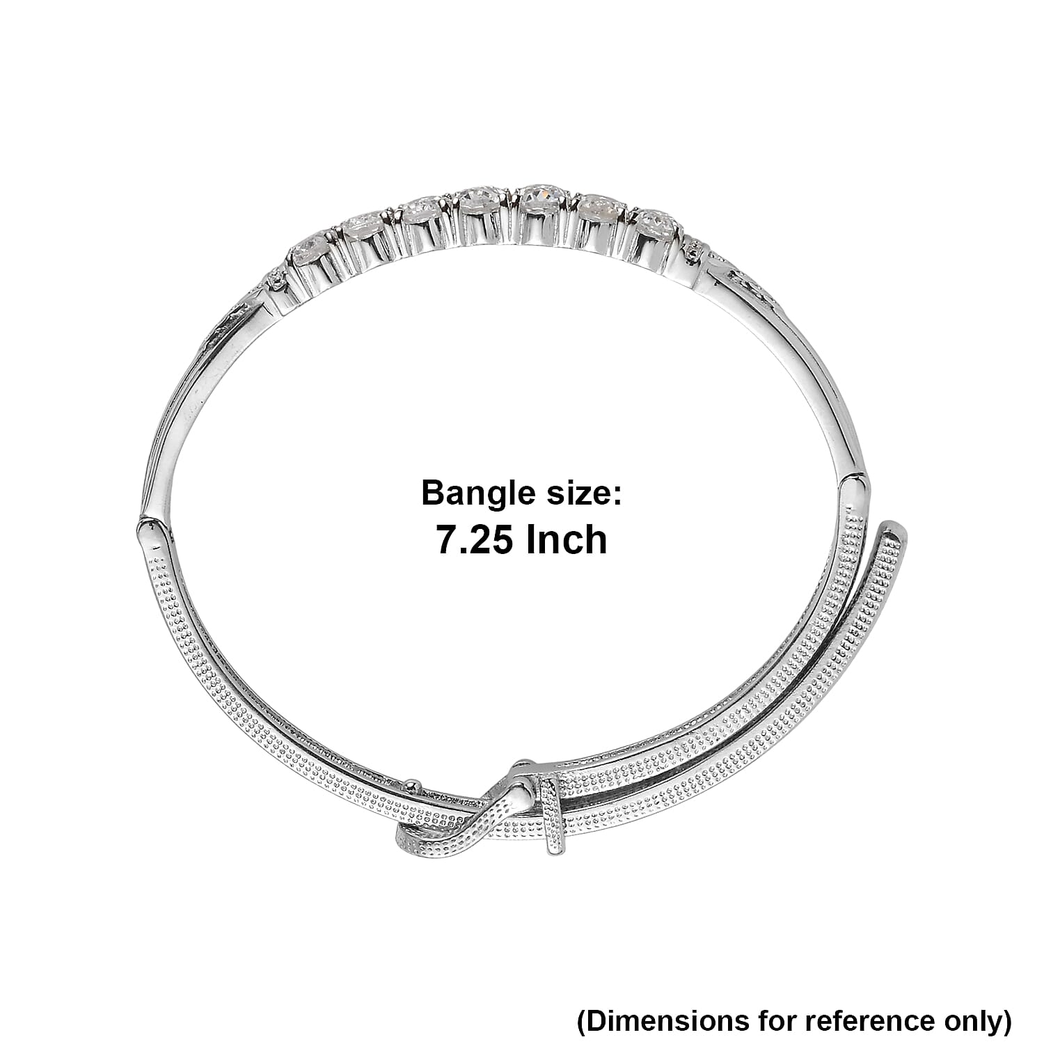 EverTrue Lab Created White Sapphire 7.20 ctw Bangle Bracelet in Stainless Steel (7.25 In)