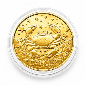24K Gold Celestial Zodiac Collection - Cancer Embossed Double View Coin Sheet 10mg (50mm)