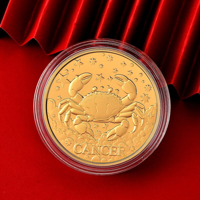Doorbuster 24K Gold Celestial Zodiac Collection - Cancer Embossed Double View Coin Sheet 10mg (50mm)