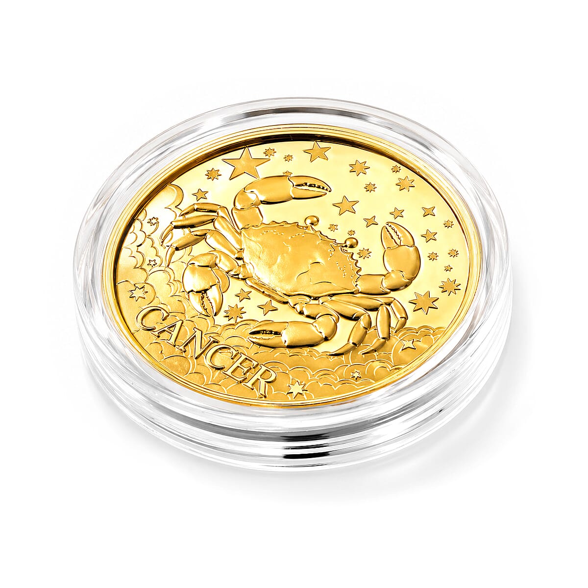 24K Gold Celestial Zodiac Collection - Cancer Embossed Double View Coin Sheet 10mg (50mm) image number 2