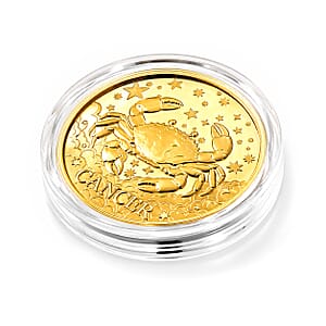 24K Gold Celestial Zodiac Collection - Cancer Embossed Double View Coin Sheet 10mg (50mm)