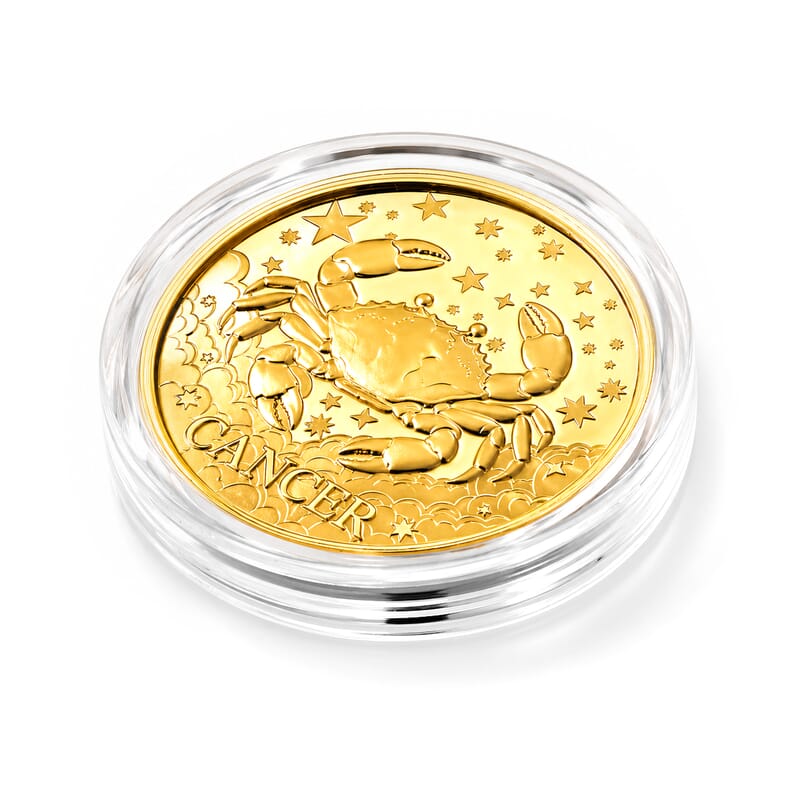 Doorbuster 24K Gold Celestial Zodiac Collection - Cancer Embossed Double View Coin Sheet 10mg (50mm)