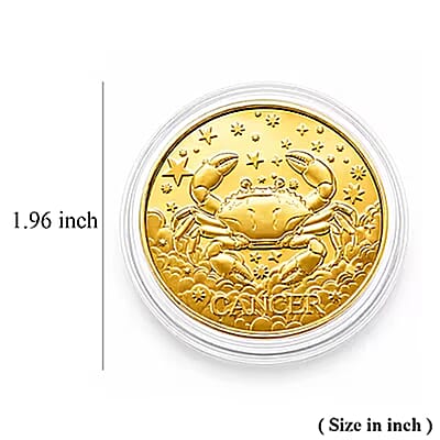24K Gold Celestial Zodiac Collection - Cancer Embossed Double View Coin Sheet 10mg (50mm)
