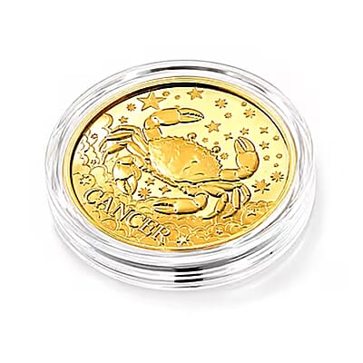 24K Gold Celestial Zodiac Collection - Cancer Embossed Double View Coin Sheet 10mg (50mm)
