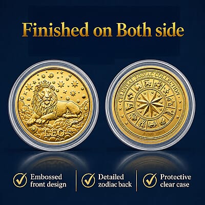 24K Gold Celestial Zodiac Collection - Leo Embossed Double View Coin Sheet 10mg (50mm)