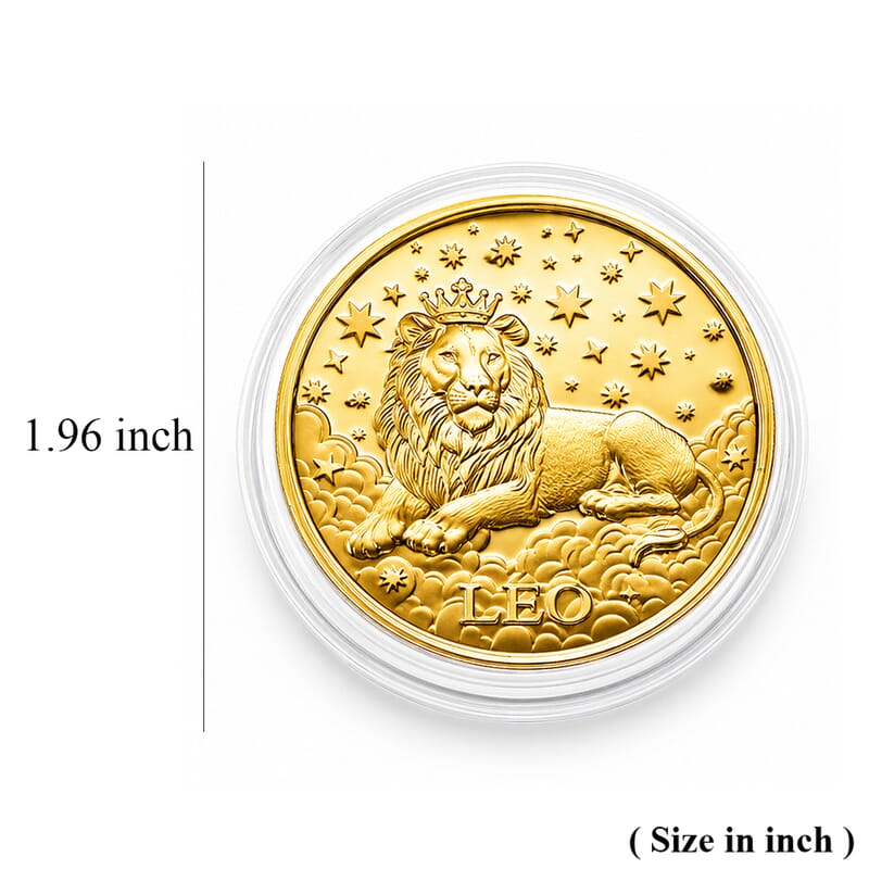 24K Gold Celestial Zodiac Collection - Leo Embossed Double View Coin Sheet 10mg (50mm)