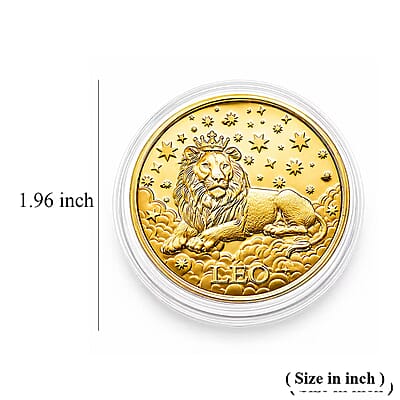 24K Gold Celestial Zodiac Collection - Leo Embossed Double View Coin Sheet 10mg (50mm)