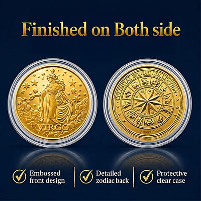 24K Gold Celestial Zodiac Collection - Virgo Embossed Double View Coin Sheet 10mg (50mm)