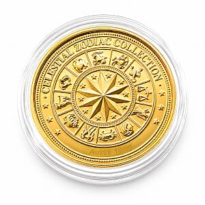 24K Gold Celestial Zodiac Collection - Libra Embossed Double View Coin Sheet 10mg (50mm)
