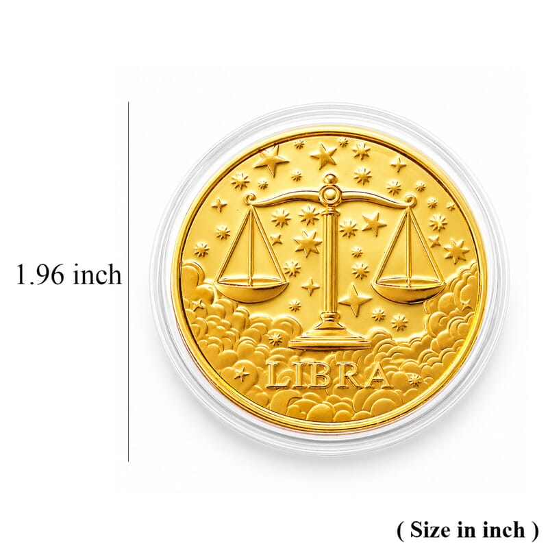 24K Gold Celestial Zodiac Collection - Libra Embossed Double View Coin Sheet 10mg (50mm)