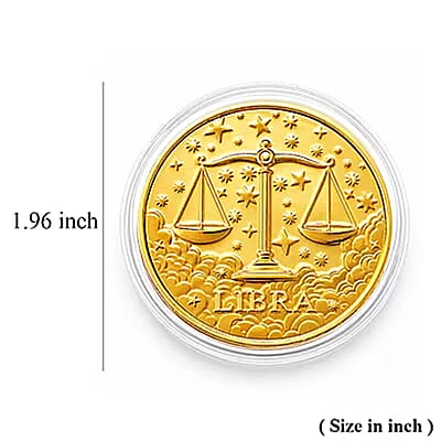 24K Gold Celestial Zodiac Collection - Libra Embossed Double View Coin Sheet 10mg (50mm)