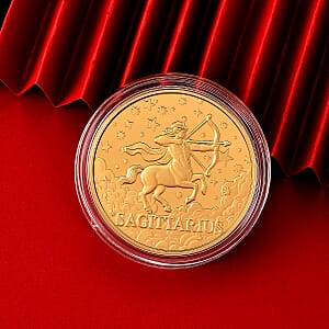 24K Gold Celestial Zodiac Collection - Sagittarius Embossed Double View Coin Sheet 10mg (50mm)