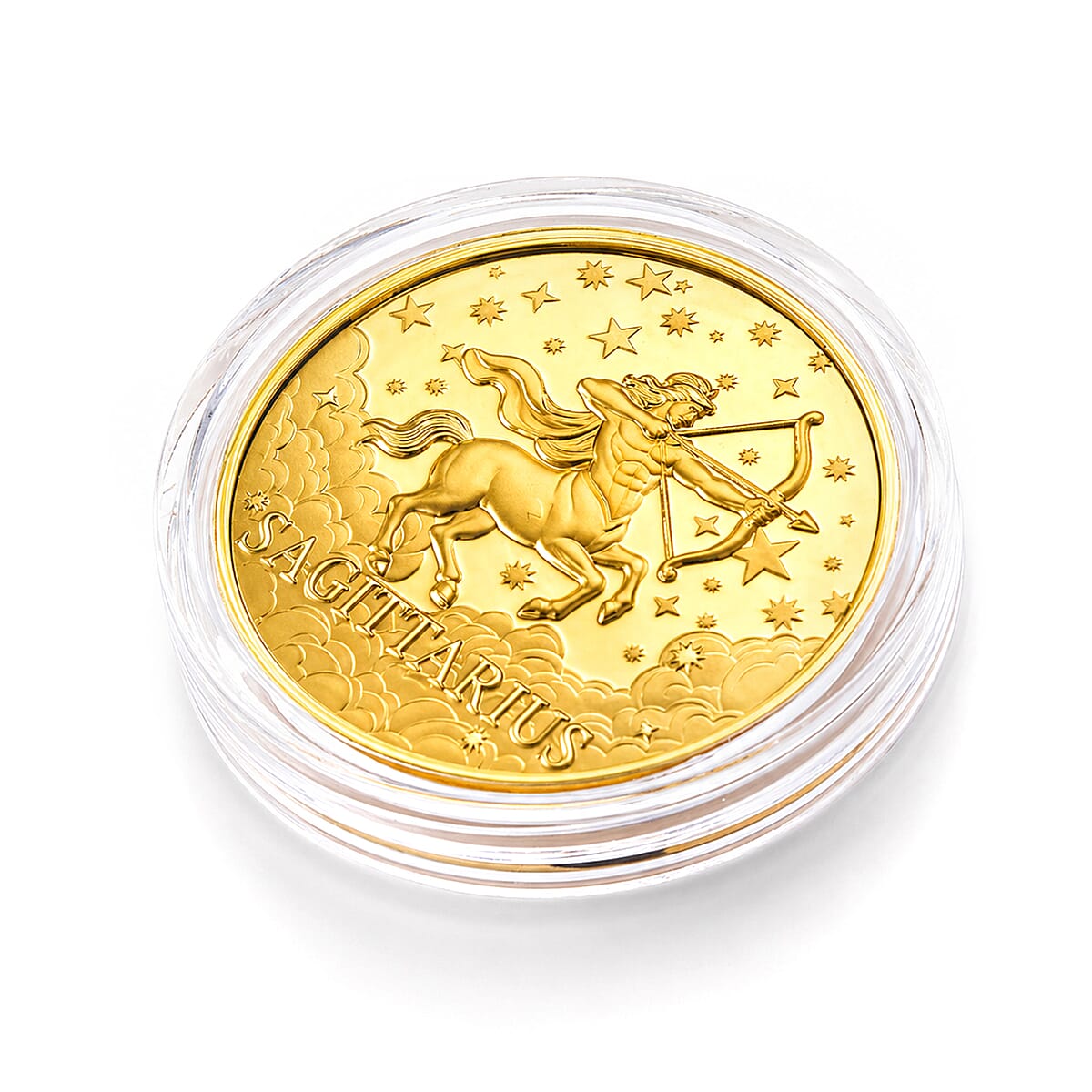 24K Gold Celestial Zodiac Collection - Sagittarius Embossed Double View Coin Sheet 10mg (50mm) image number 2