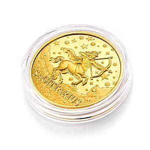 24K Gold Celestial Zodiac Collection - Sagittarius Embossed Double View Coin Sheet 10mg (50mm)
