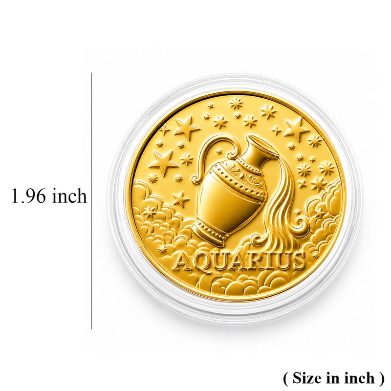 Doorbuster 24K Gold Celestial Zodiac Collection - Aquarius Embossed Double View Coin Sheet 10mg (50mm)