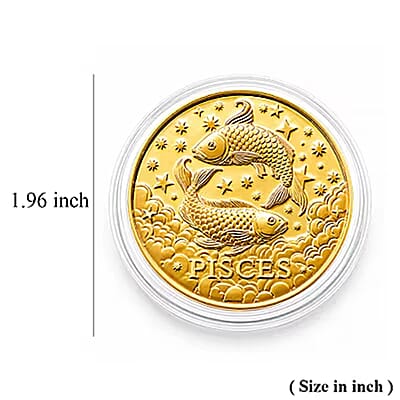24K Gold Celestial Zodiac Collection - Pisces Embossed Double View Coin Sheet 10mg (50mm)