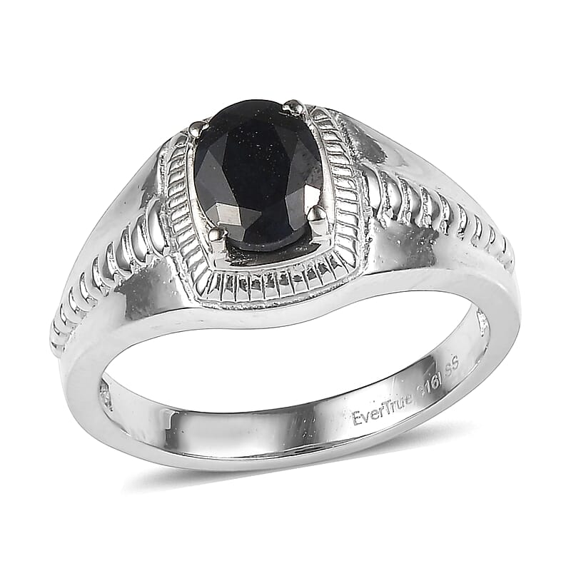 EverTrue Midnight Sapphire 1.75 ctw Men's Ring in Stainless Steel (Size  11.0)