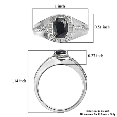 EverTrue Midnight Sapphire 1.75 ctw Men's Ring in Stainless Steel (Size  11.0)