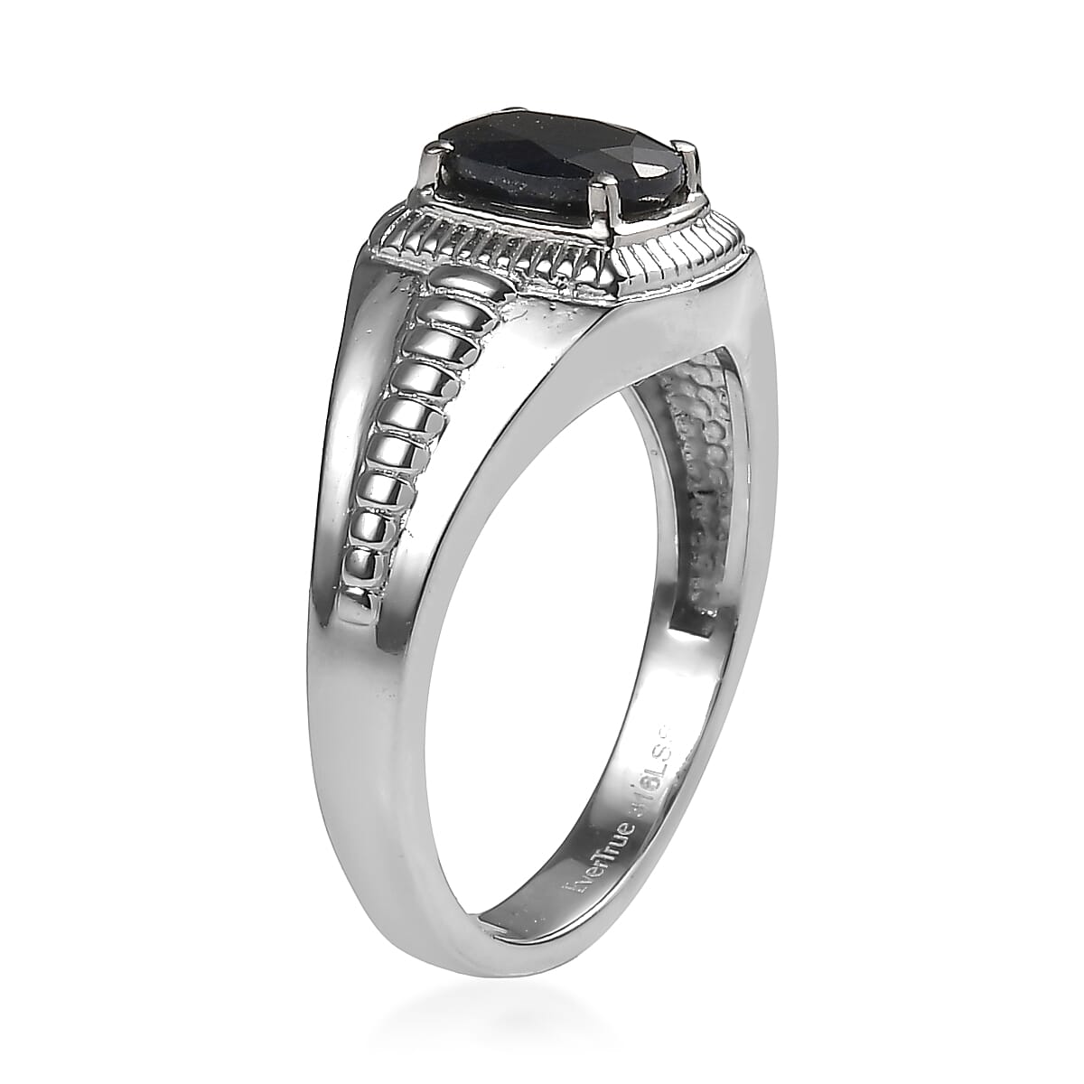 EverTrue Midnight Sapphire 1.75 ctw Men's Ring in Stainless Steel (Size  9.0)
