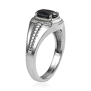 EverTrue Midnight Sapphire 1.75 ctw Men's Ring in Stainless Steel (Size  9.0)