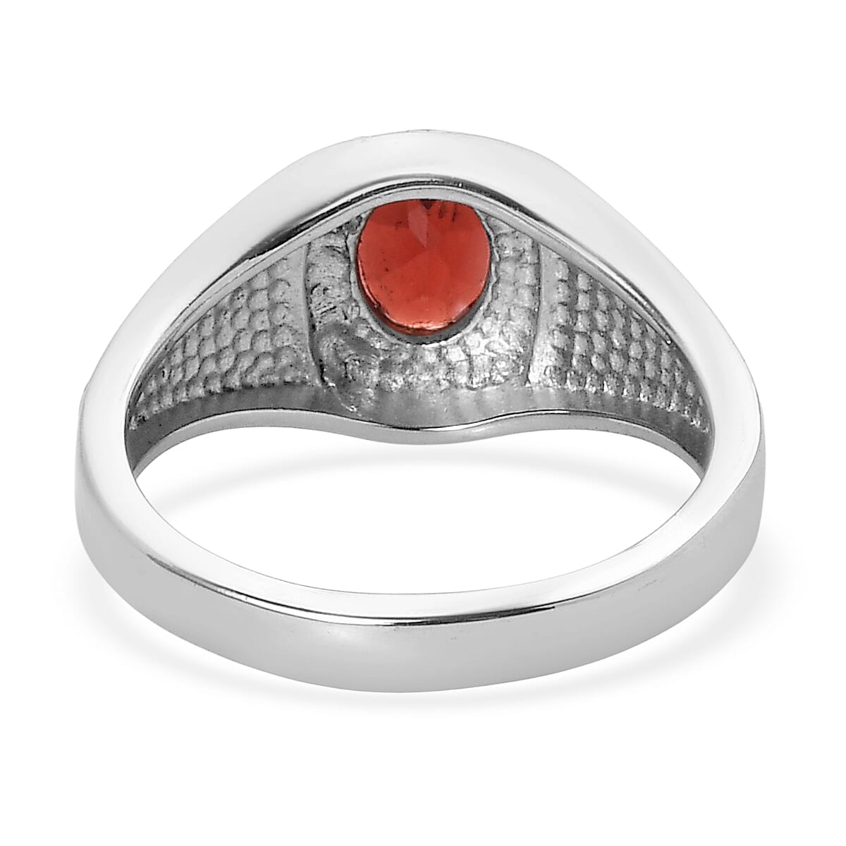 EverTrue Mozambique Garnet 1.50 ctw Saddle Ring in Stainless Steel (Size 9.0)