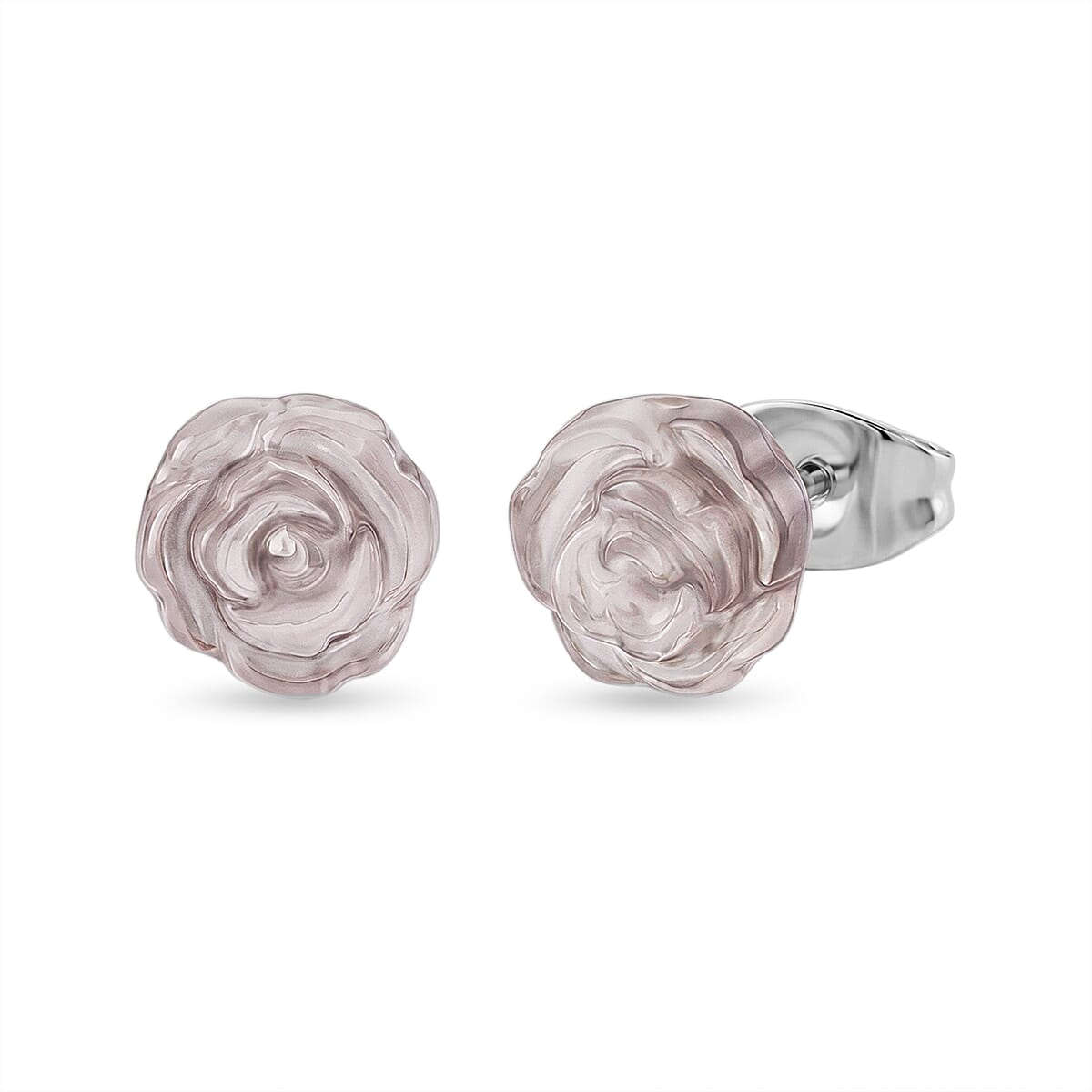 Rose Quartz 4.00 ctw Earrings in Stainless Steel