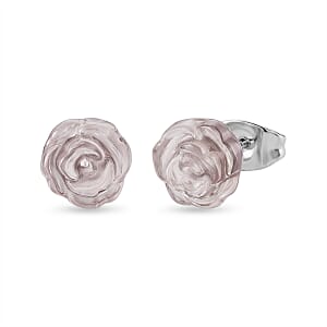 Rose Quartz 4.00 ctw Earrings in Stainless Steel