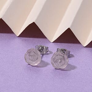 Rose Quartz 4.00 ctw Earrings in Stainless Steel