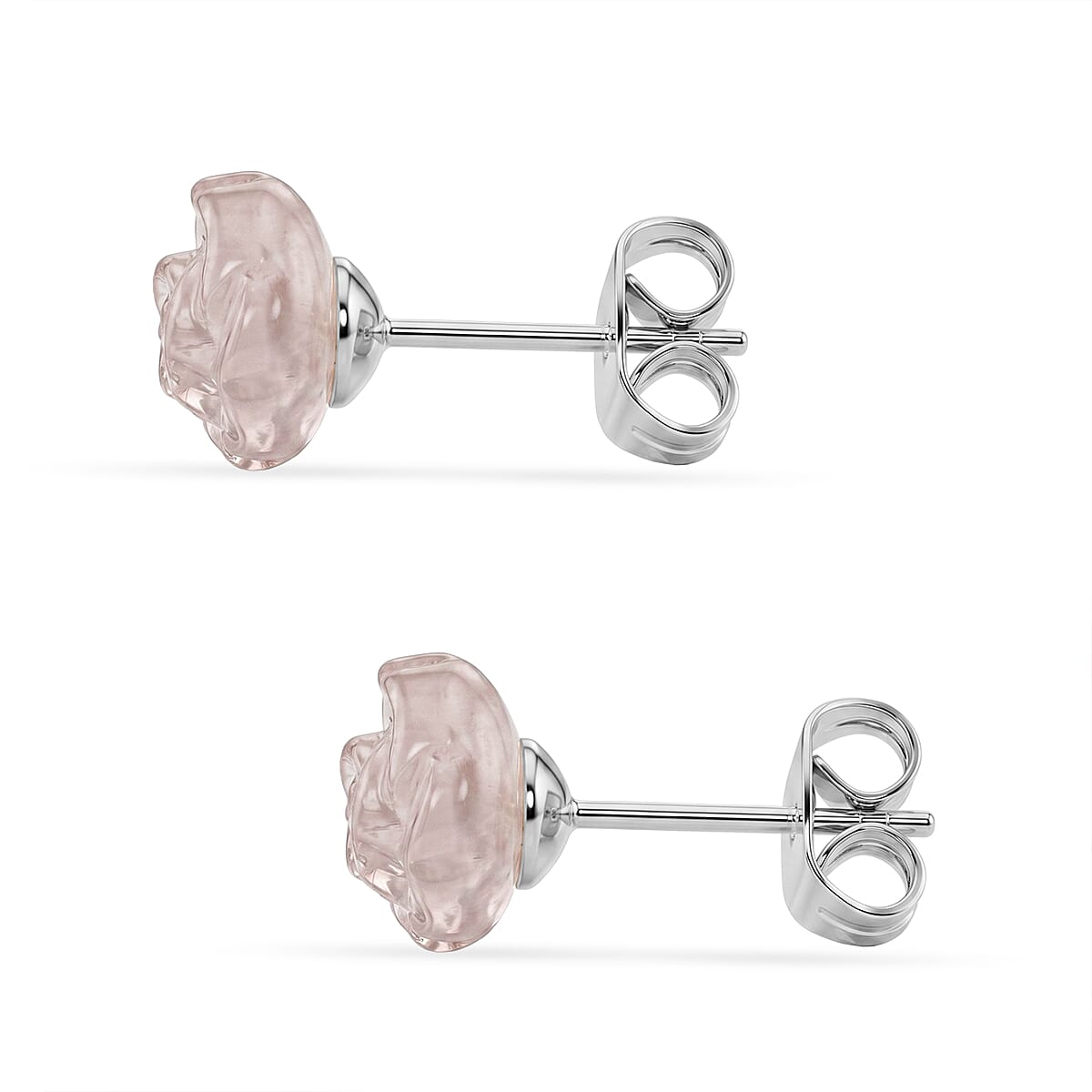 Rose Quartz 4.00 ctw Earrings in Stainless Steel image number 3
