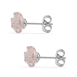 Rose Quartz 4.00 ctw Earrings in Stainless Steel
