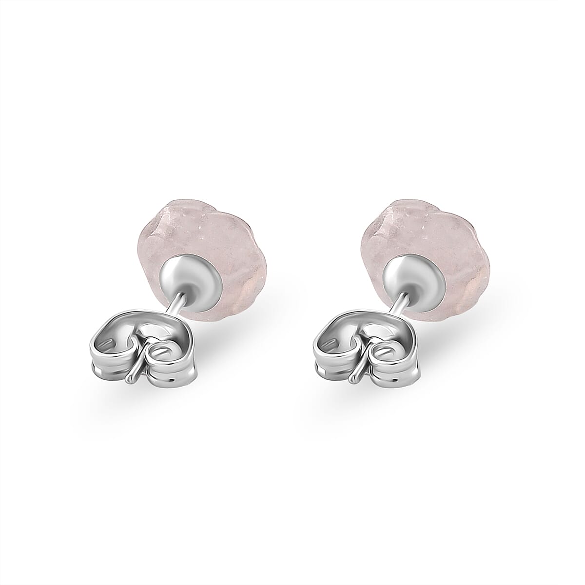 Rose Quartz 4.00 ctw Earrings in Stainless Steel image number 4