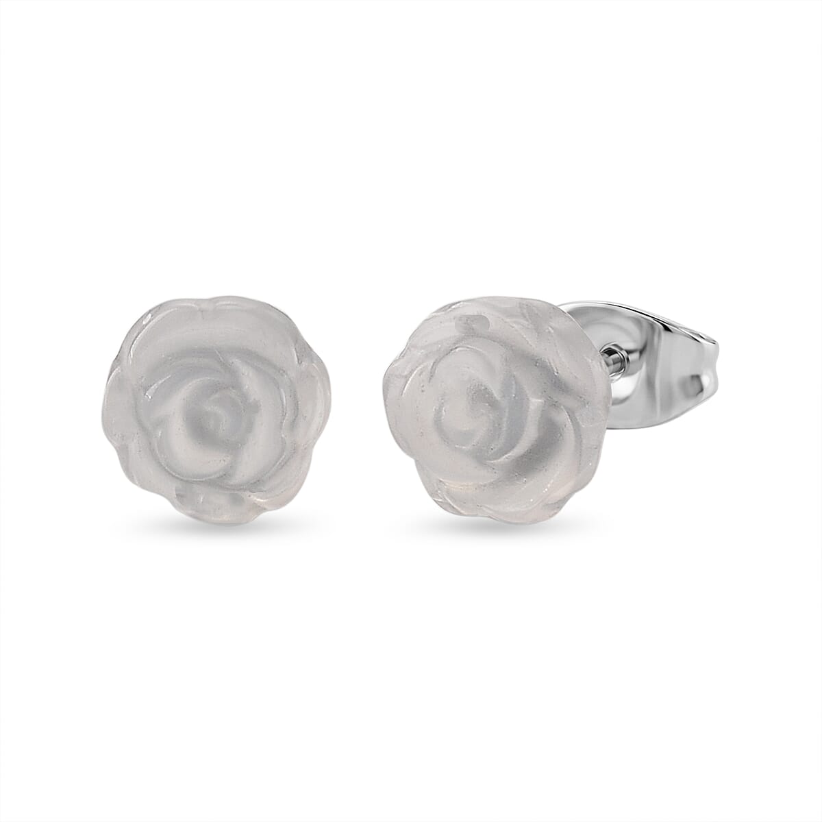 Rose Quartz Earrings in Stainless Steel 4.00 ctw