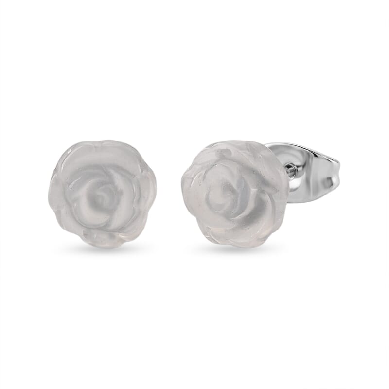 White Onyx 4.00 ctw Earrings in Stainless Steel