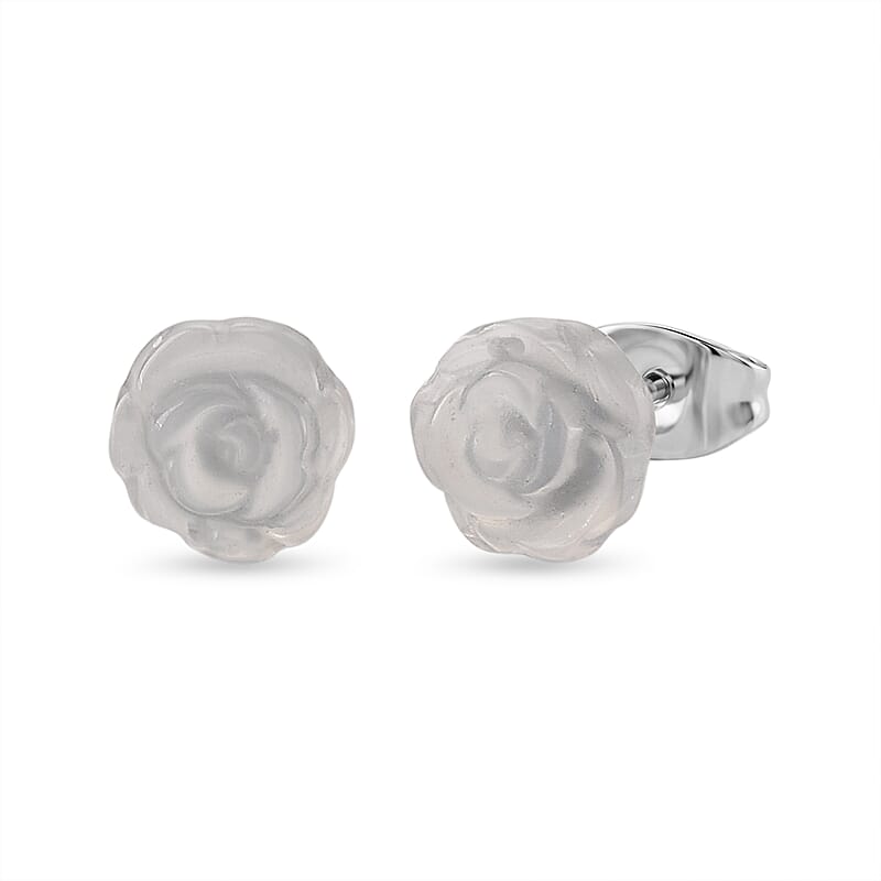 White Onyx 4.00 ctw Earrings in Stainless Steel
