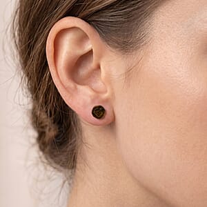 Yellow Tigers Eye 4.00 ctw Earrings in Stainless Steel